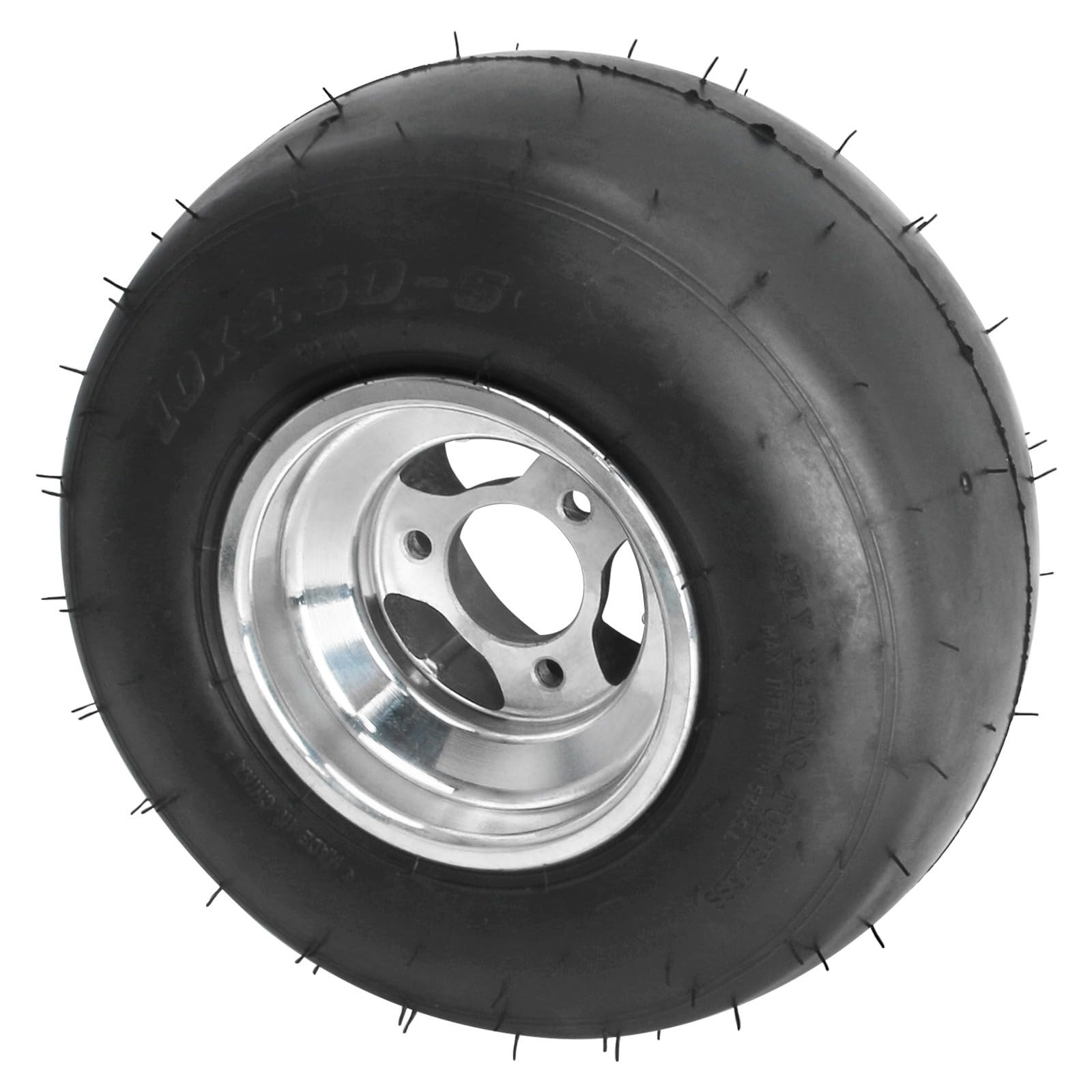 2pcs 10×4.50-5 Go Kart Tires Rims Aluminum Tubeless Smooth Tread 3 Lug 50mm
