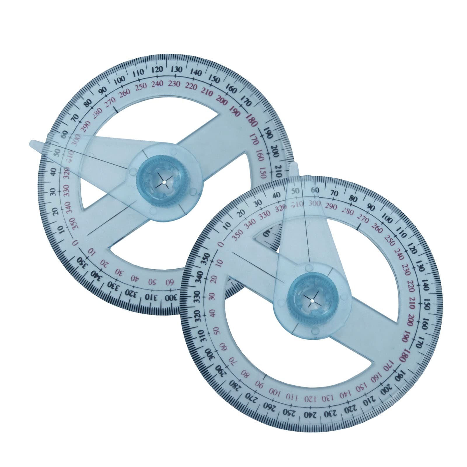 2 PCS Circle Protractor Rulers Plastic Swing Arm Angle Rulers for Kids
