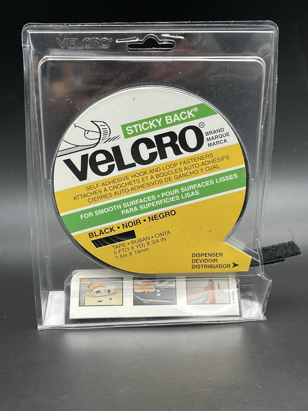 Velcro Sticky-Back Hook and Loop Fastener Tape with Dispenser 3/4 x 5ft Roll