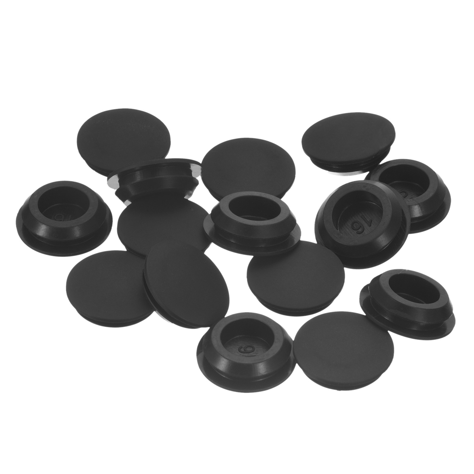15Pcs Silicone Plugs Rubber Round Hole Plugs for 15.5-17mm Hole Black