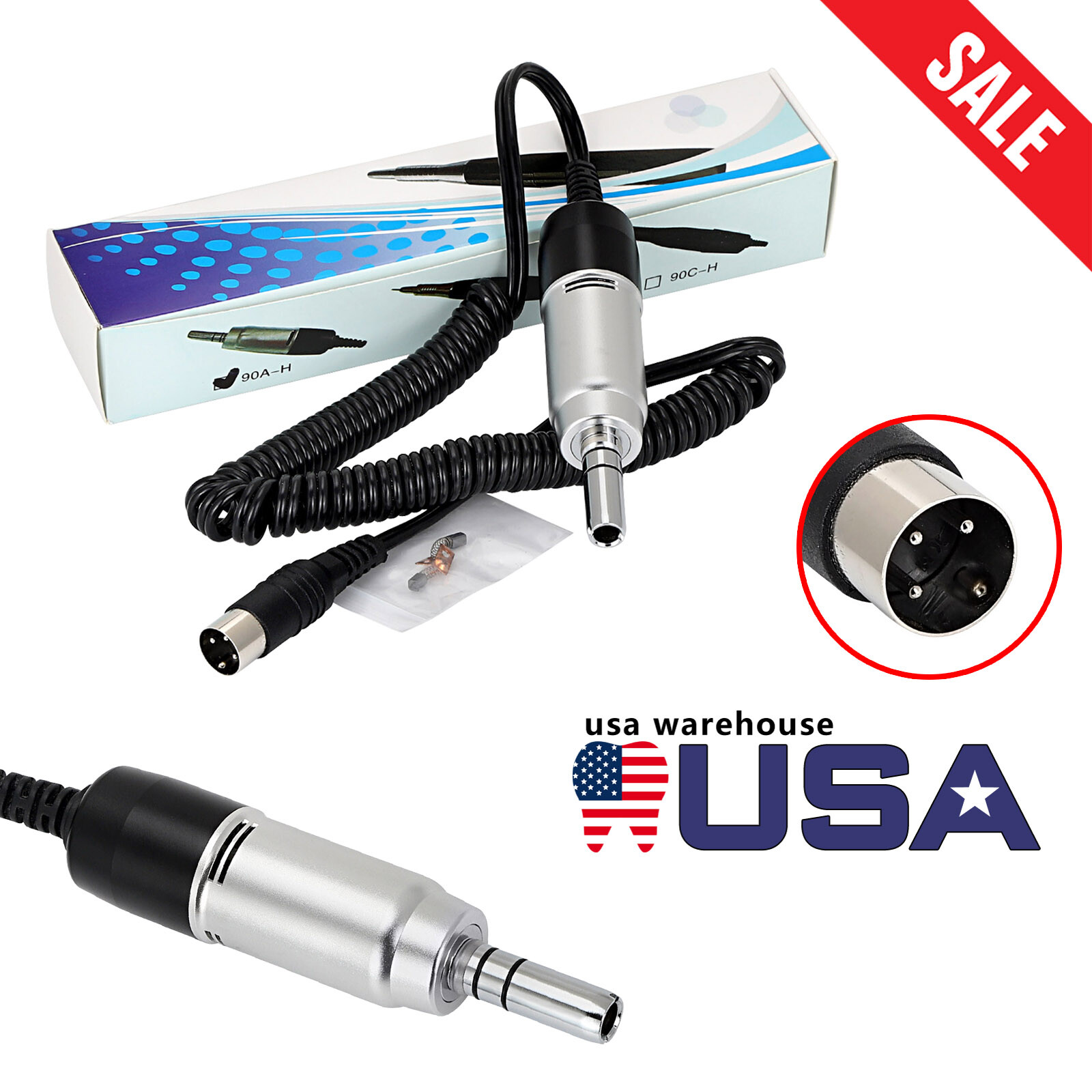 USA Dental Electric E-Type Micro Motor Lab Handpiece 35,000 RPM Max Fit Marathon