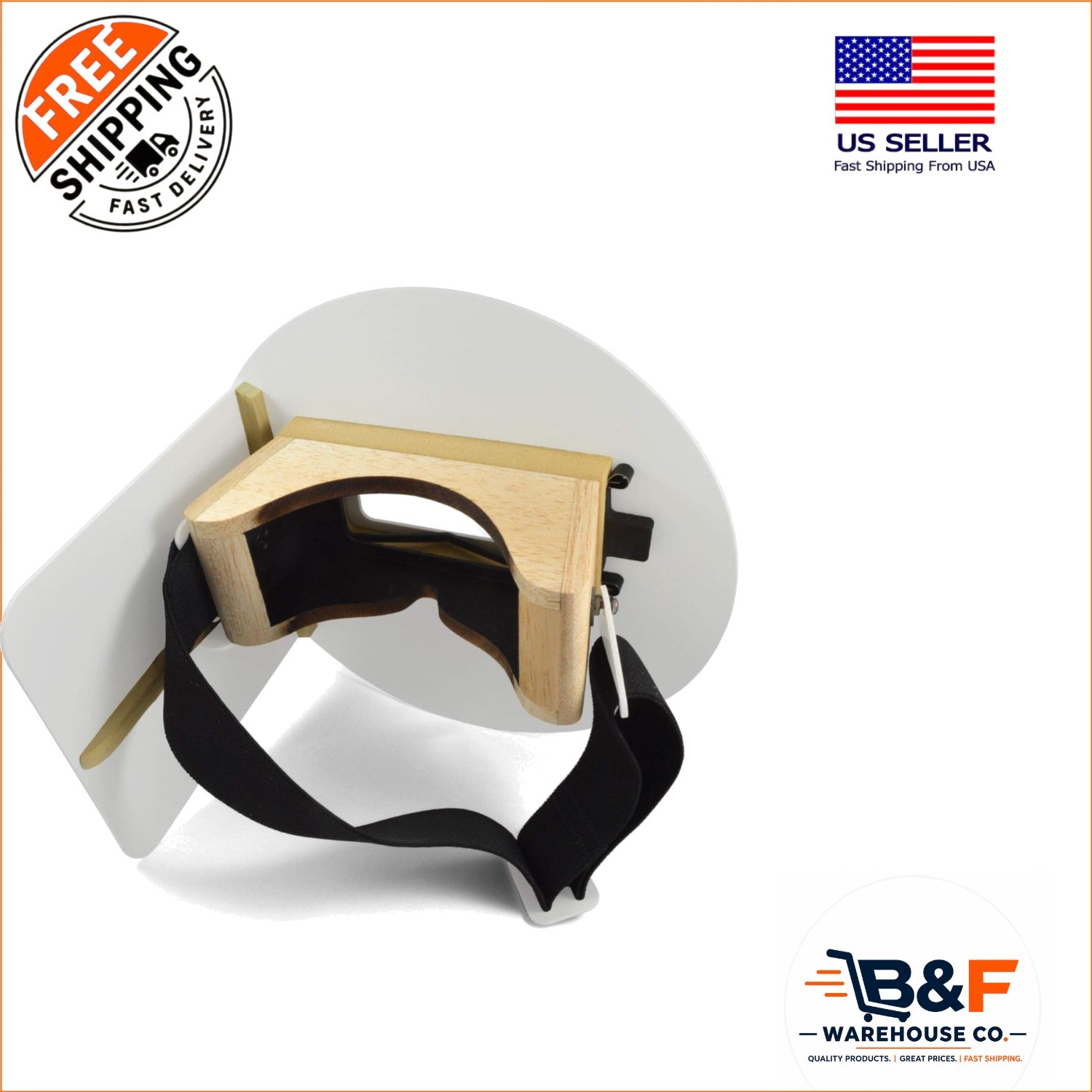 Durable White Pancake Welding Hood with Elastic Headband – Right Handed Comfort