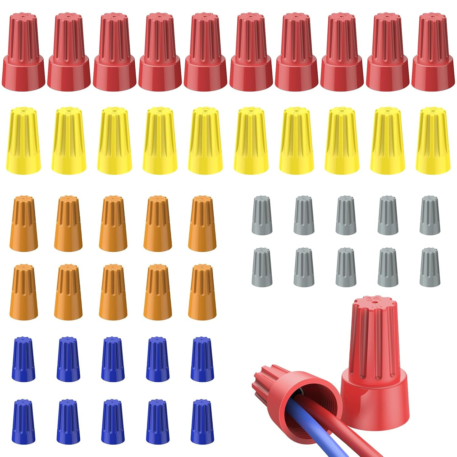 50 Pcs Wire Nuts Wire Caps Electrical Wire Connectors with Spring Small Wire Nut