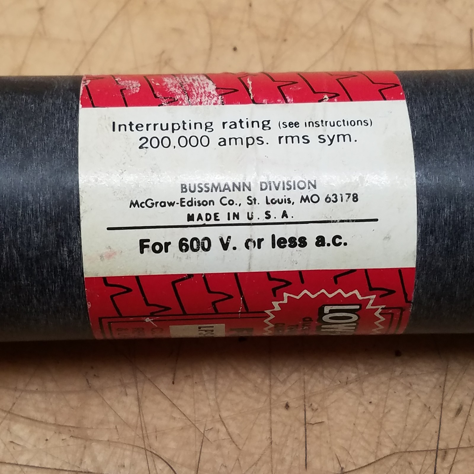Buss LPS-RK-200 Dual-Element Time-Delay Fuse, 200A, Class RK1, 600Vac, Long Body