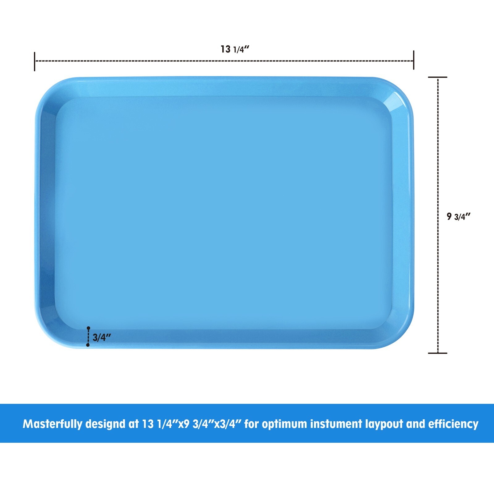 Dental Autoclavable Plastic Instrument Set Up Flat Tray(13 1/4″ X 9 3/4″,SizeB )