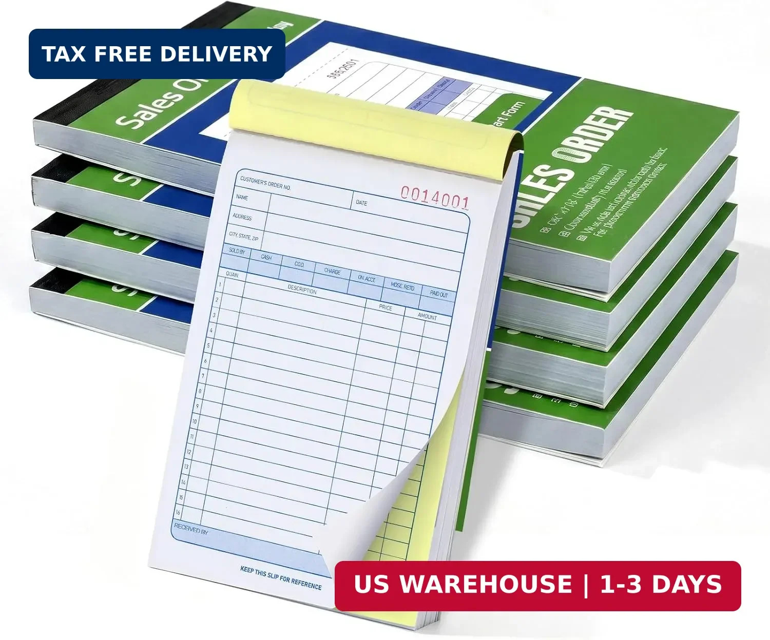 Office Products Sales Order Books, 4 Pack, 2-Part Carbonless (White/Canary Yello