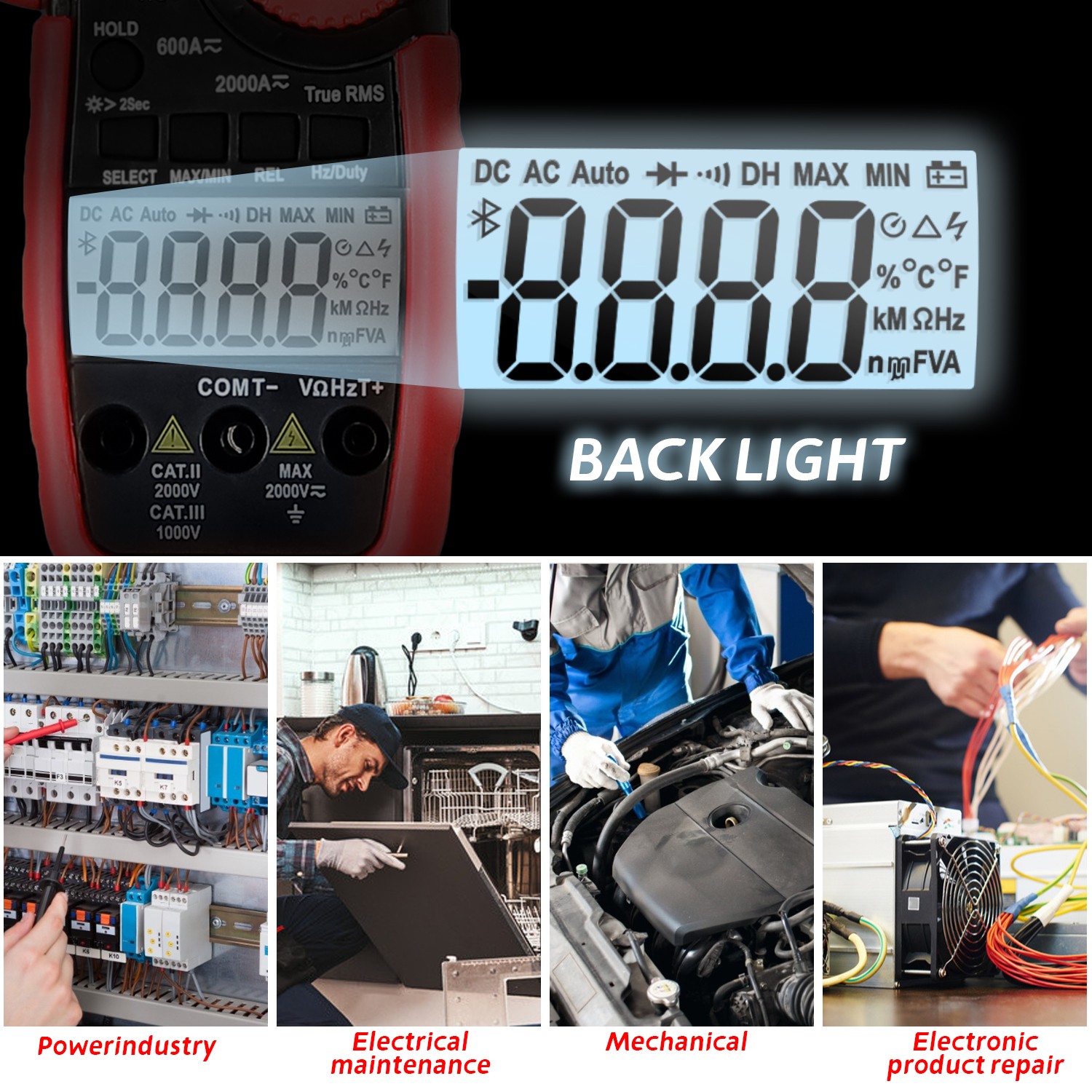 BTMETER AC/DC Auto Ranging Digital Clamp Meter 2000A Or Digital Multimeter 20A