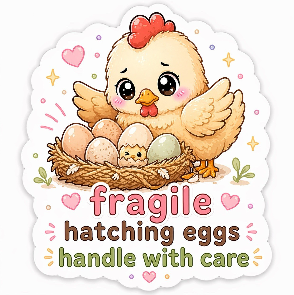 100 Chicken Hatching Eggs 3 inch Stickers
