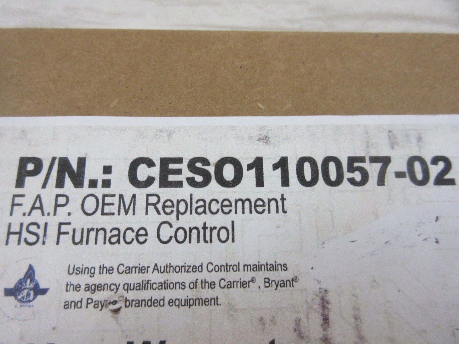 CARRIER BRYANT PAYNE CESO110057-02 FURNACE CONTROL BOARD