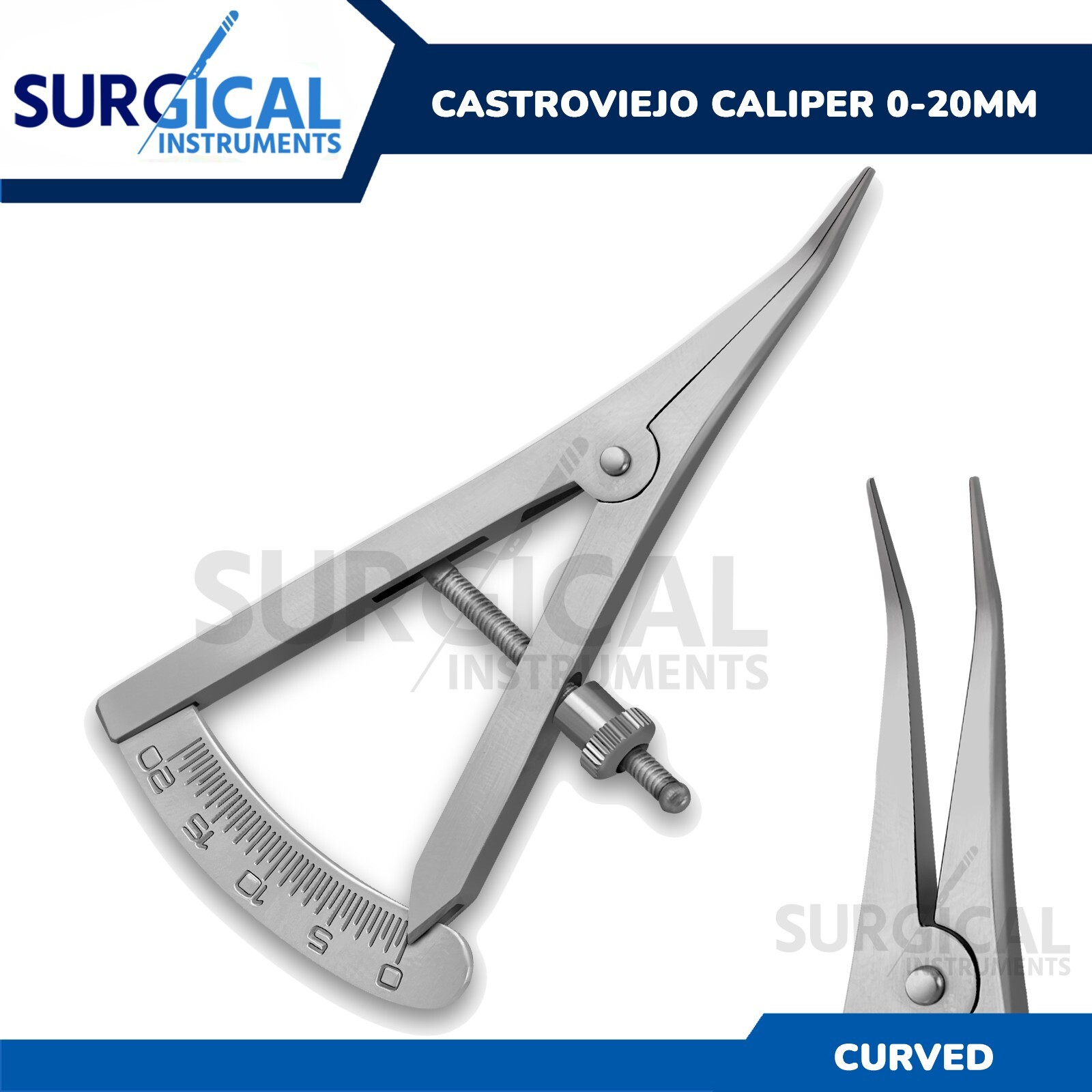 Angled Castroviejo Caliper 0 TO 20 MM 3.5″ (8.89cm) Surgical Dental Instruments