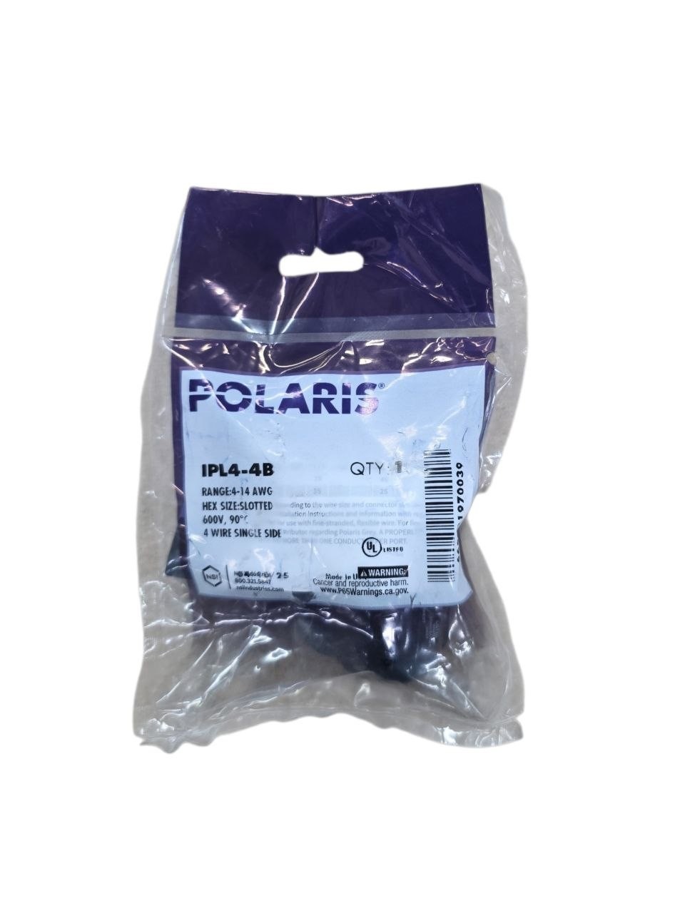 Polaris IPL4-4B 4-14 AWG Bagged Insulated Multi-Tap Connector, Black