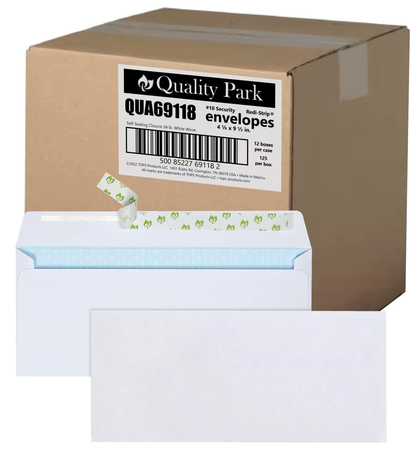 Quality Park #10 Security Envelopes, No Window, 4.125 x 9.5 inches, White
