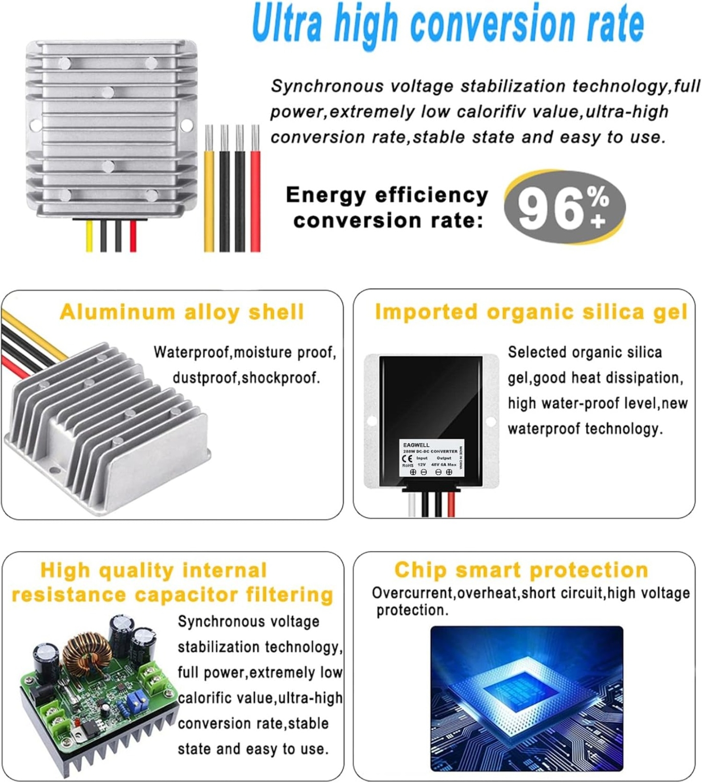 DC 12V to DC 48V 3A 4A 5A 6A 8A Voltage Regulator Power Converter Transformer