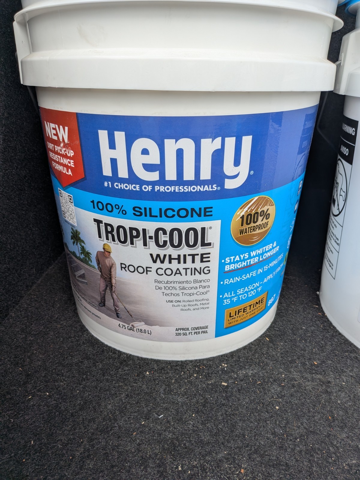 Henry Tropi-Cool 100% Silicone White Roof Coating 4.75 gal Pail, Unopened