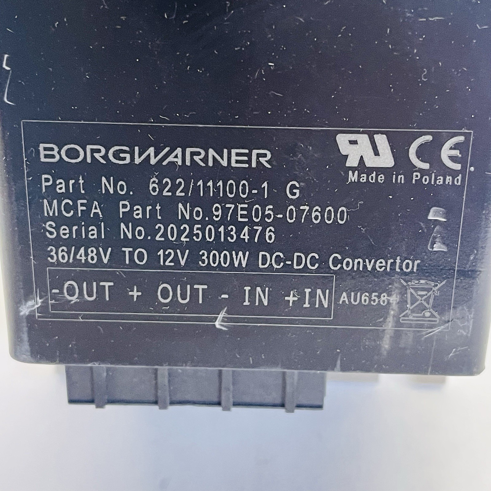 BORGWARNER 622/11100-1 G CONVERTER 36V/48V – 12V – 300W DC – DC