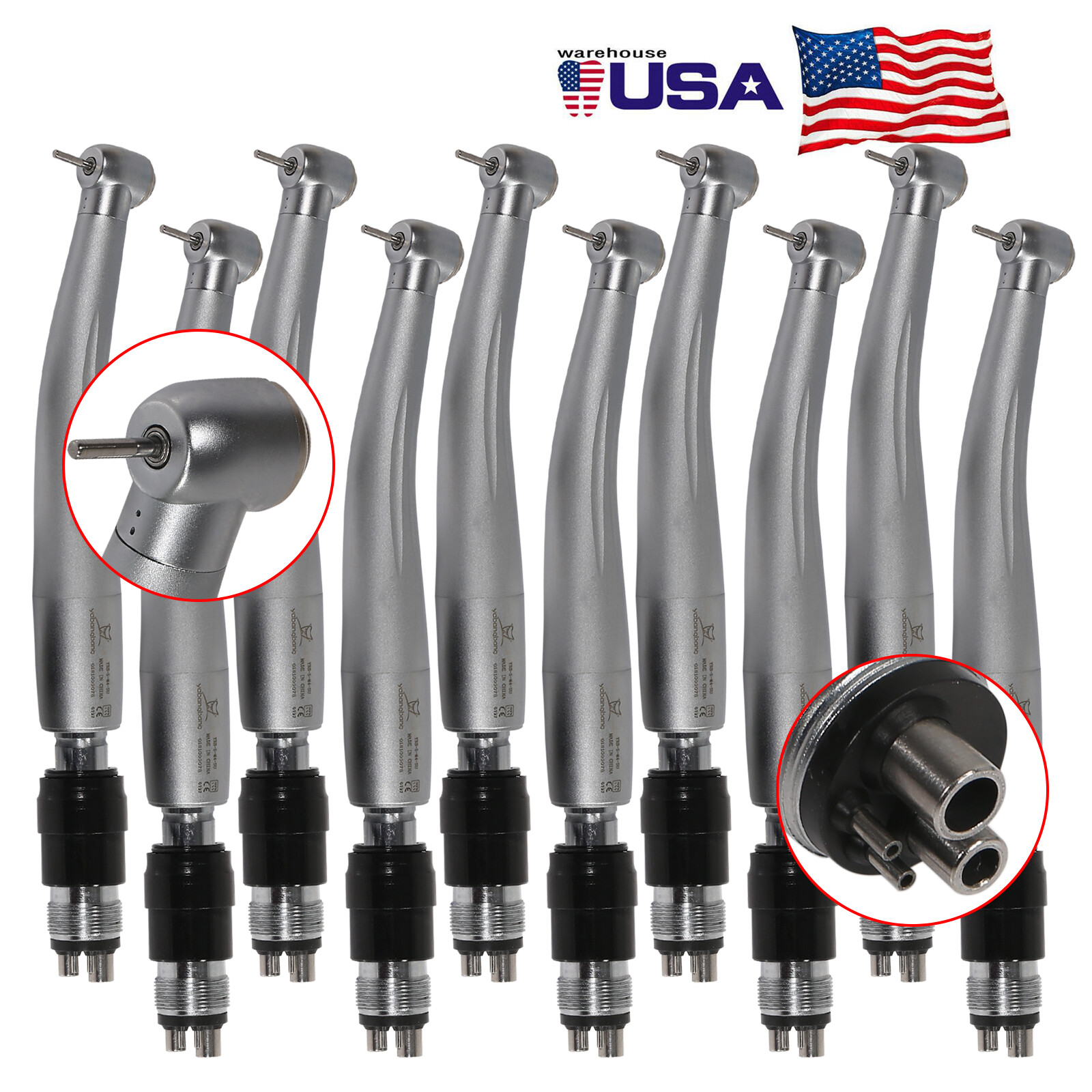 1-10*Dental High Speed Handpiece Turbine &Quick Coupler 4Hole coupling YBNK4 USA