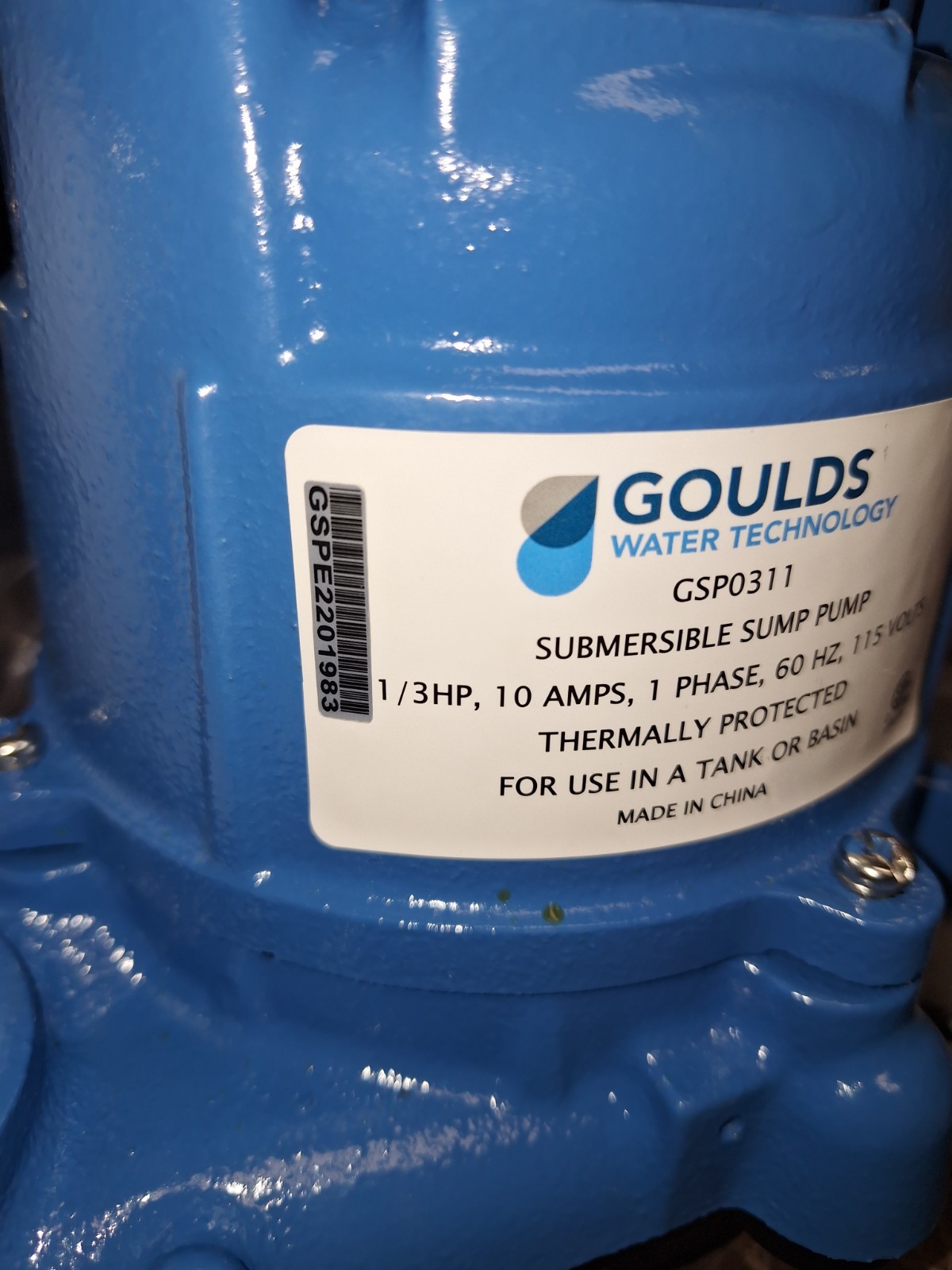 Goulds GSP0311 1/3HP Submersible Sump Pump 1/60-115v with float switch