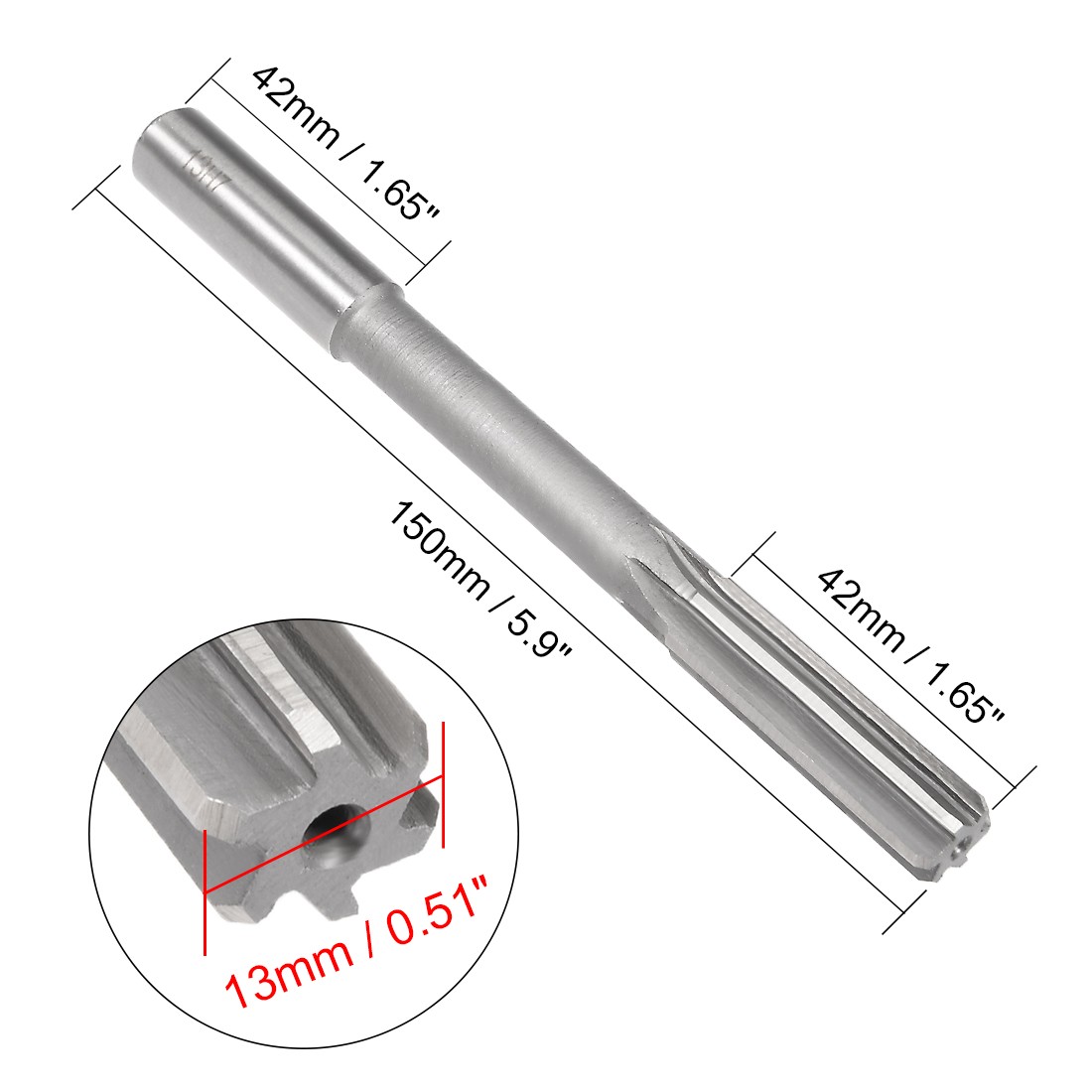 13mm Chucking Reamer for Metal Hole H7 HSS Lathe Machine Reamer 6 Straight Flute
