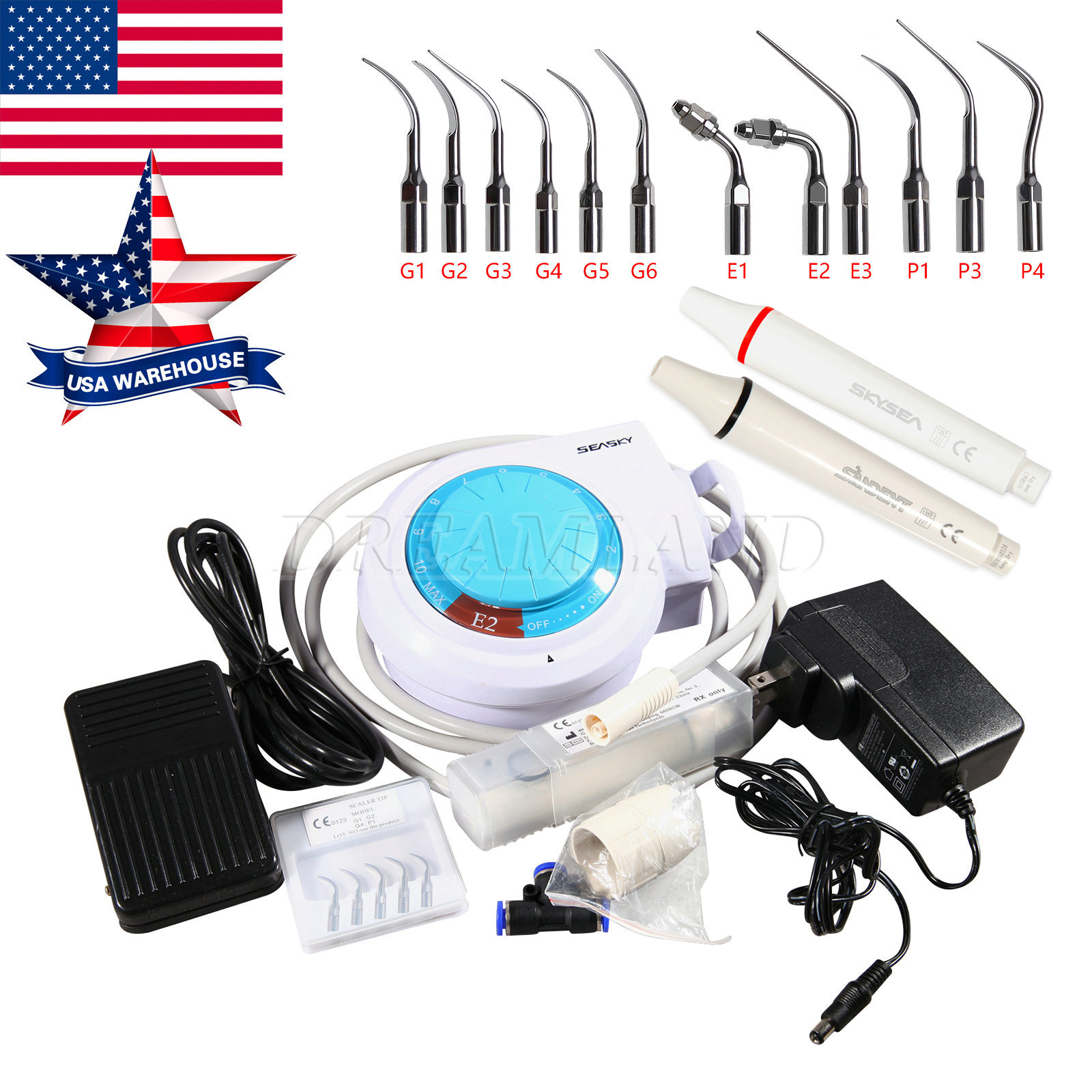 Dental Ultrasonic Piezo Scaler Handpiece 5PCS Tips Fit EMS Cavitron SKYSEA US
