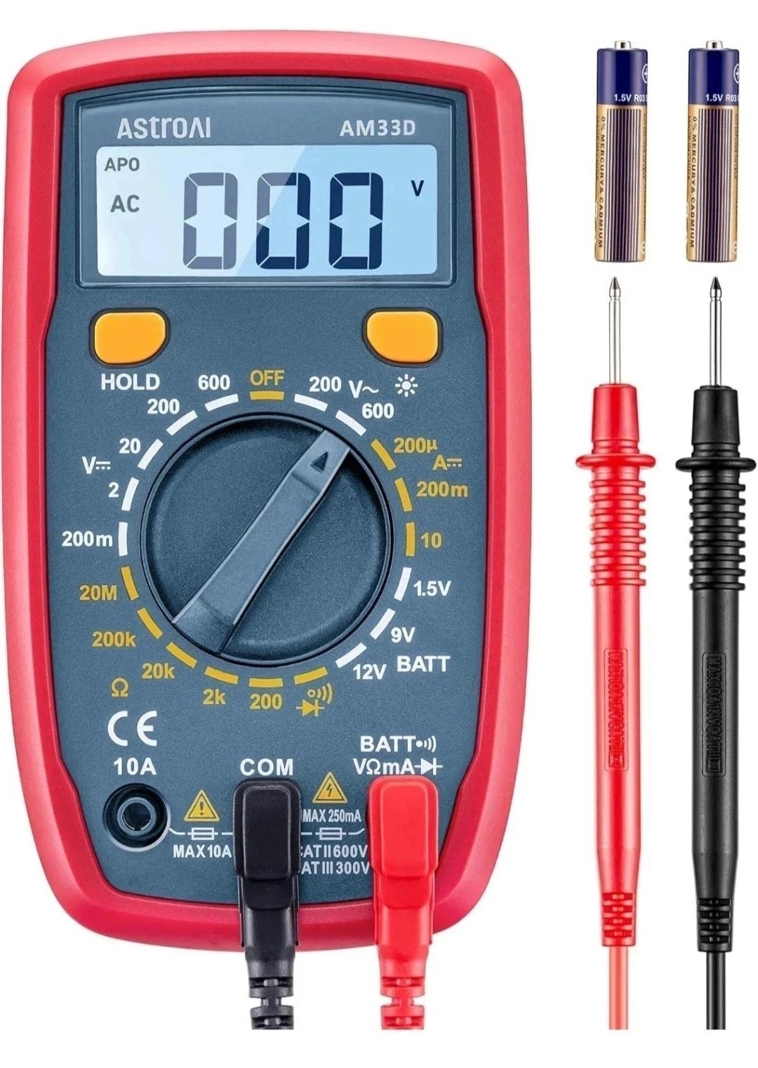 AstroAI AM33D 2000 Counts Digital Multimeter DC AC Voltmeter Voltage