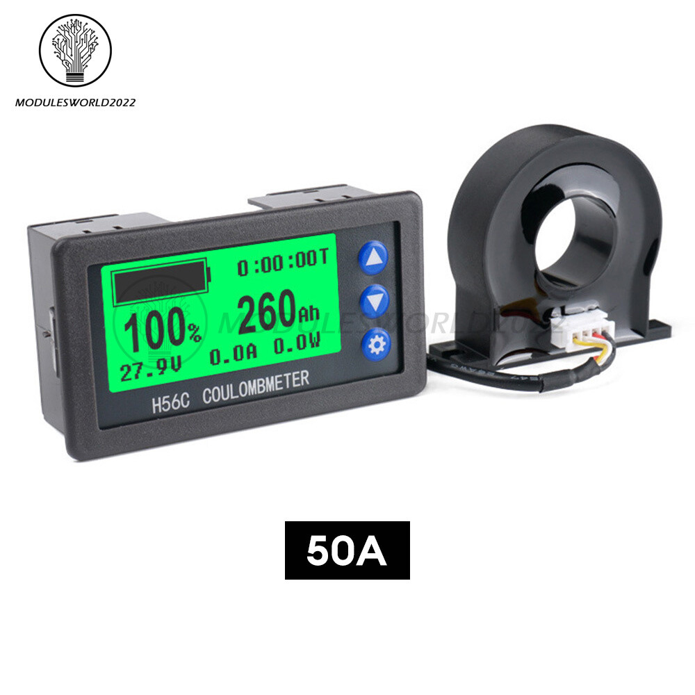 DC 9-100V 100A/400A Battery Level Monitor Hall Coulomb Meter Voltmeter Ammeter