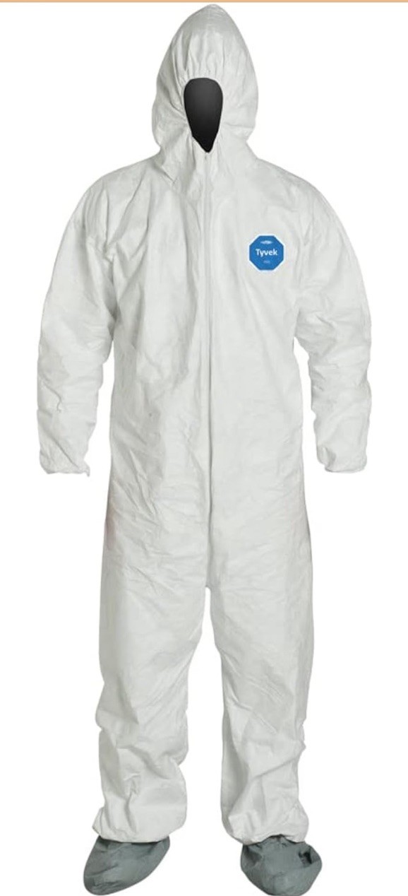 DuPont Tyvek 400 TY122S Disposable Protective Coverall Hood, Boots Size L qty 25