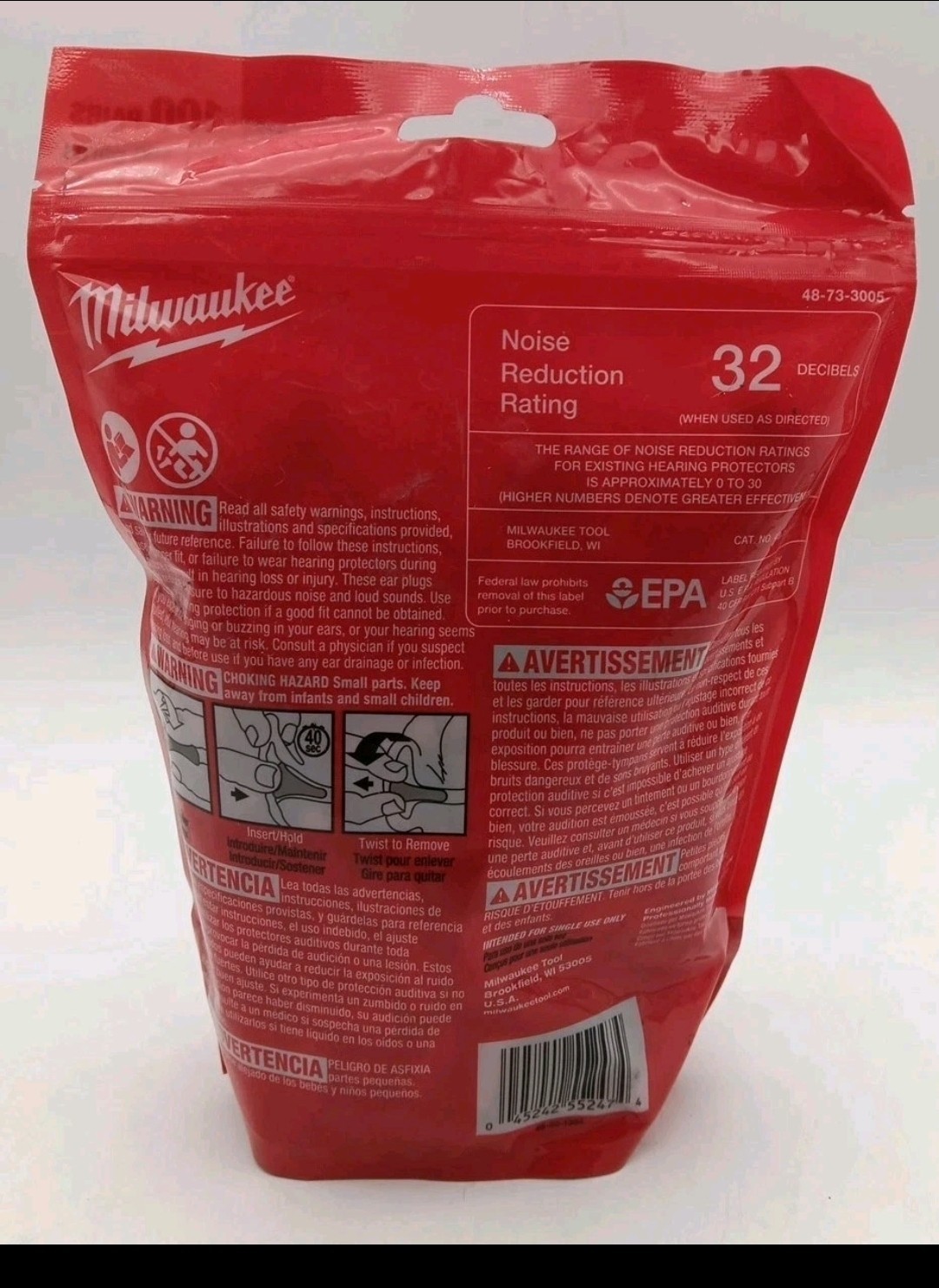 Milwaukee 48-73-3005 Foam Ear Plugs – 100 Pairs – NRR 32 dB – New Sealed