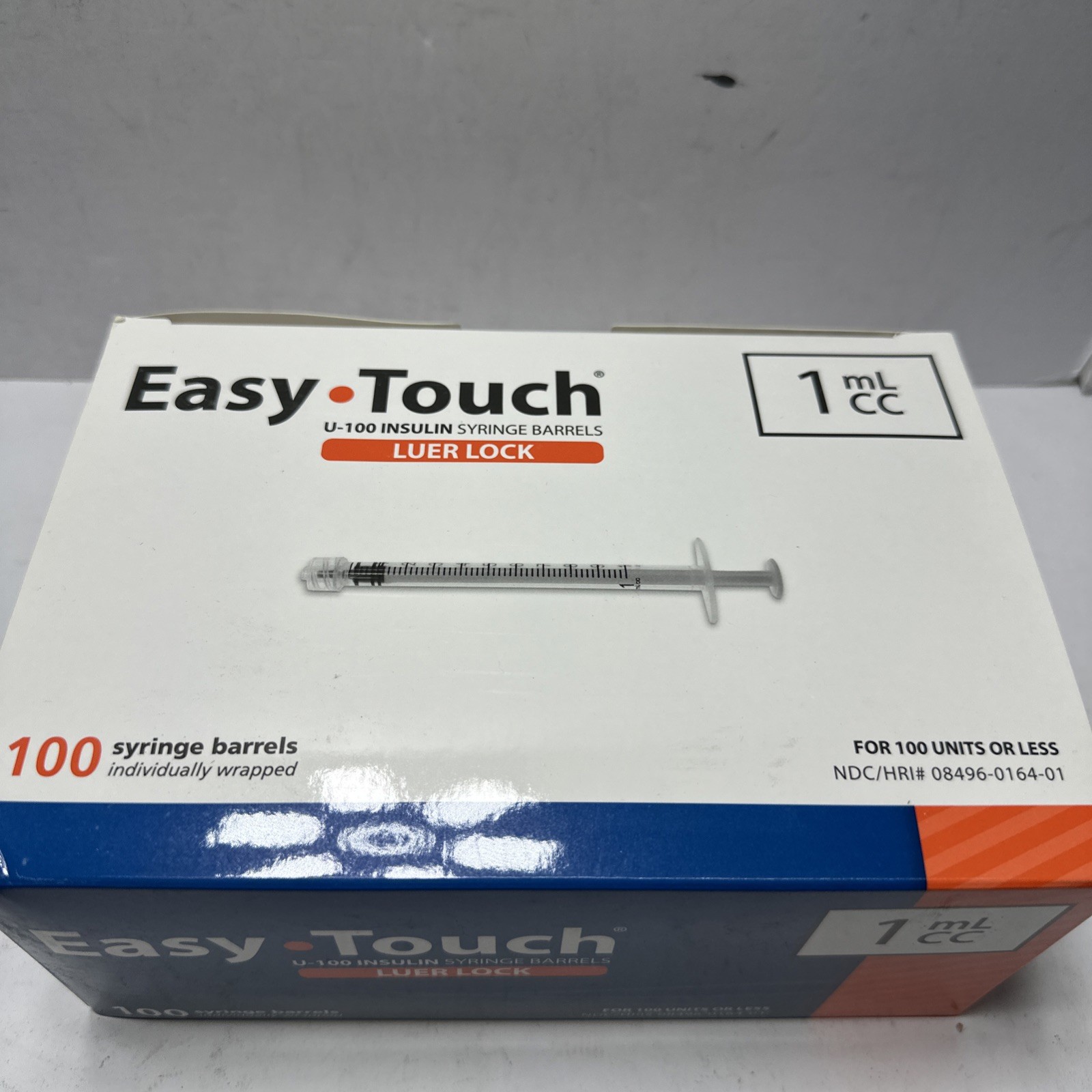 EasyTouch Luer-Lock Syringe Barrel, 1ML Syringe, Pack of 100 1 cc/ml NO NEEDLE