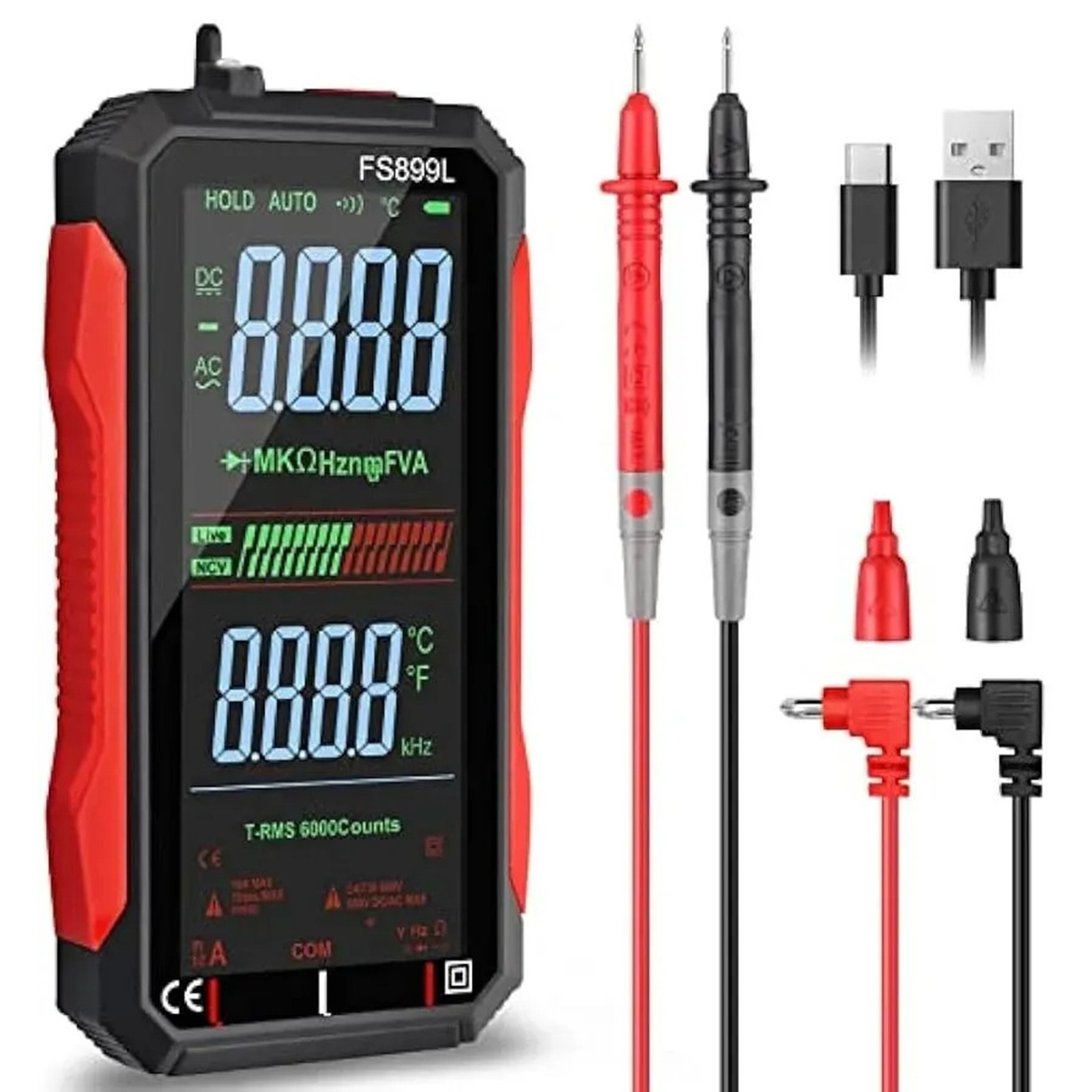 FS899L Smart Multimeter Rechargeable 6000 Counts LCD Backlight
