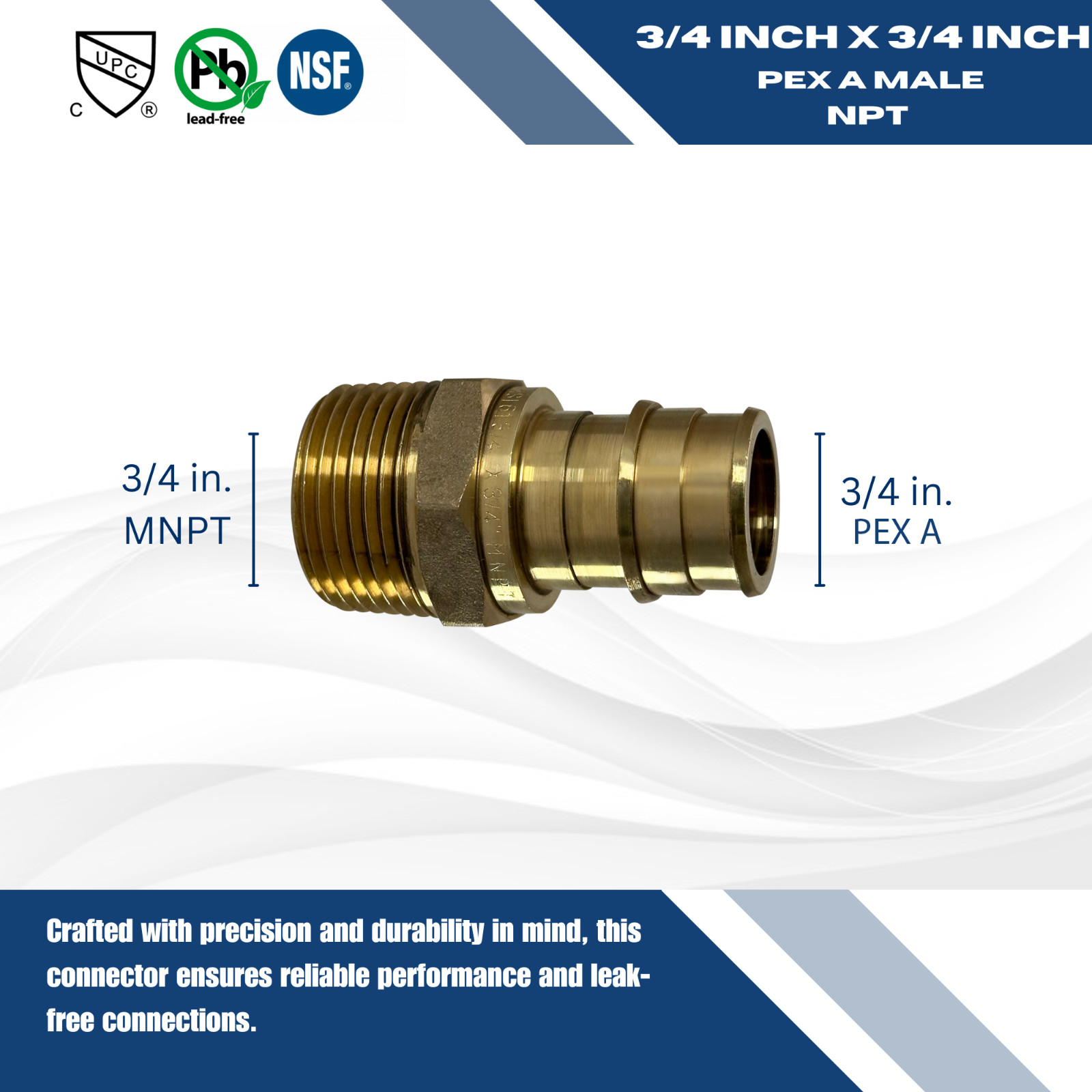 25 PCS 3/4″ PEX A X 3/4″ MALE NPT EXPANSION ADAPTER, 3/4 PEX A MALE ADAPTET