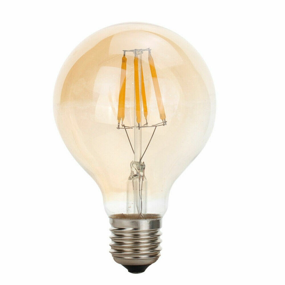 G80 E26 4W LED Edison Dimmable Vintage Amber Glass Warm White 2700K Bulb 2 Pack