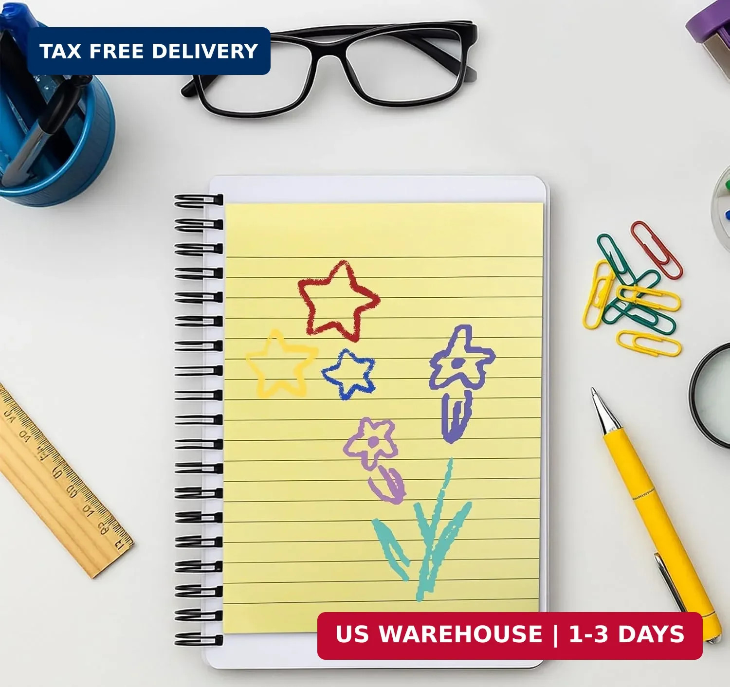 Large Sticky Notes 6x8in Yellow,300 Sheets, Clean Removable Note Pad | 6 Pack li
