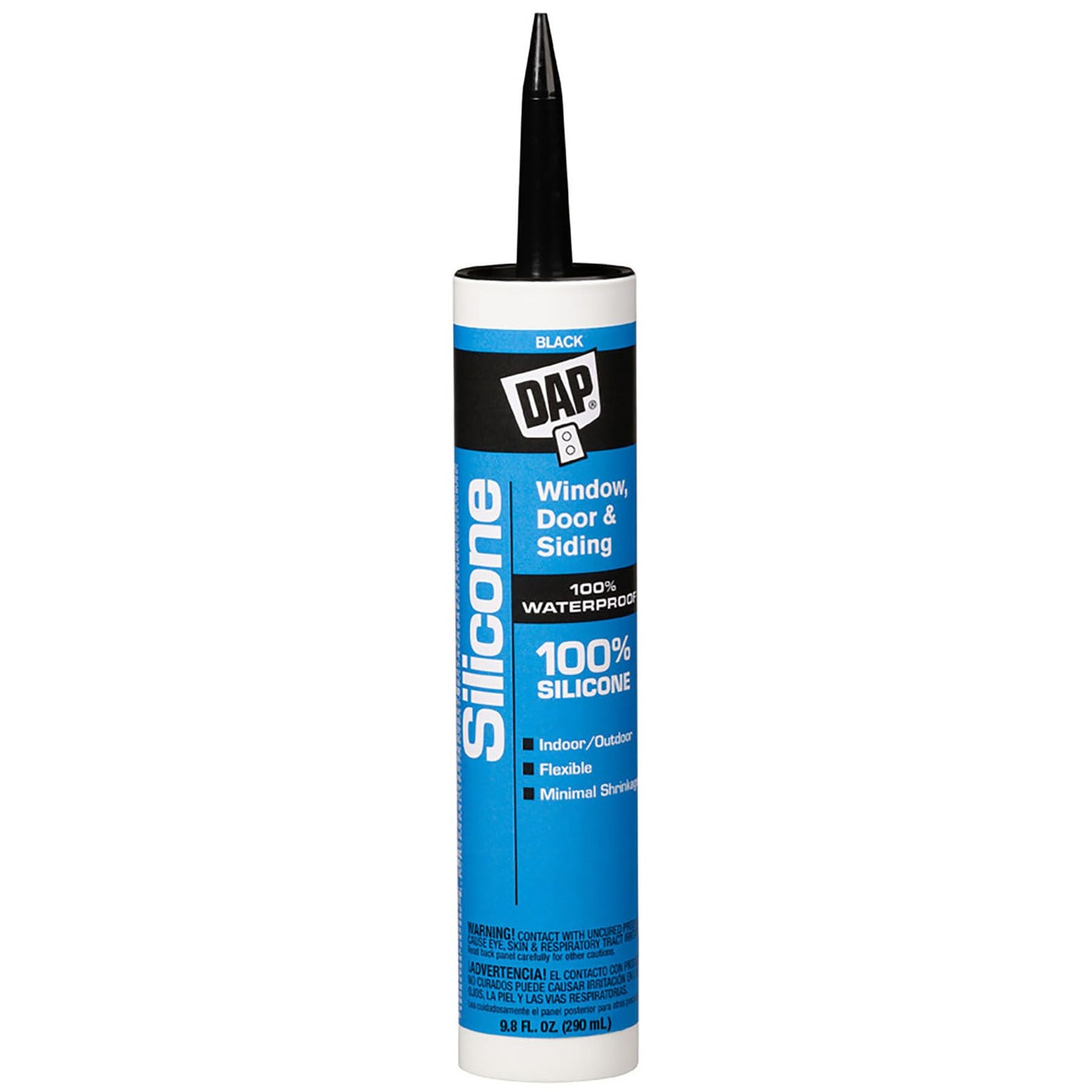 DAP 100% Silicone Rubber Window, Door, and Siding Sealant, 9.8 Oz, Black