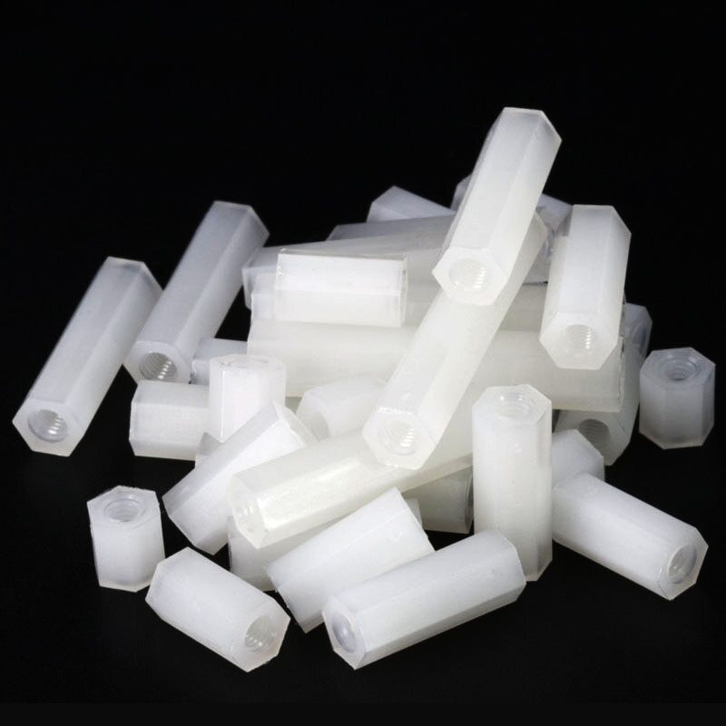 25/50/100 pieces M2 M2.5 M3 M4 M5 white nylon two-way hexagon nut plastic