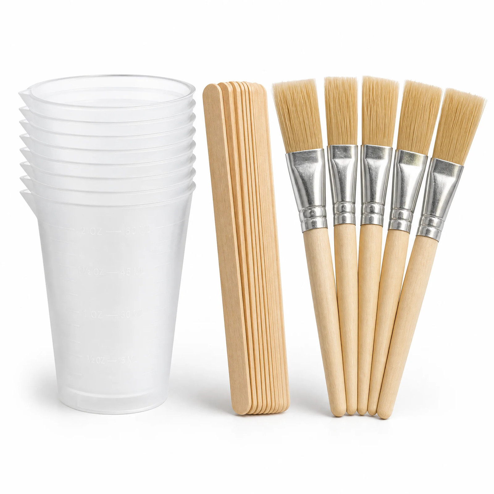 Gelcoat Touch Up Kit 10x 2 oz Mixing Cups + Stir Sticks + 5 Chip Brushes