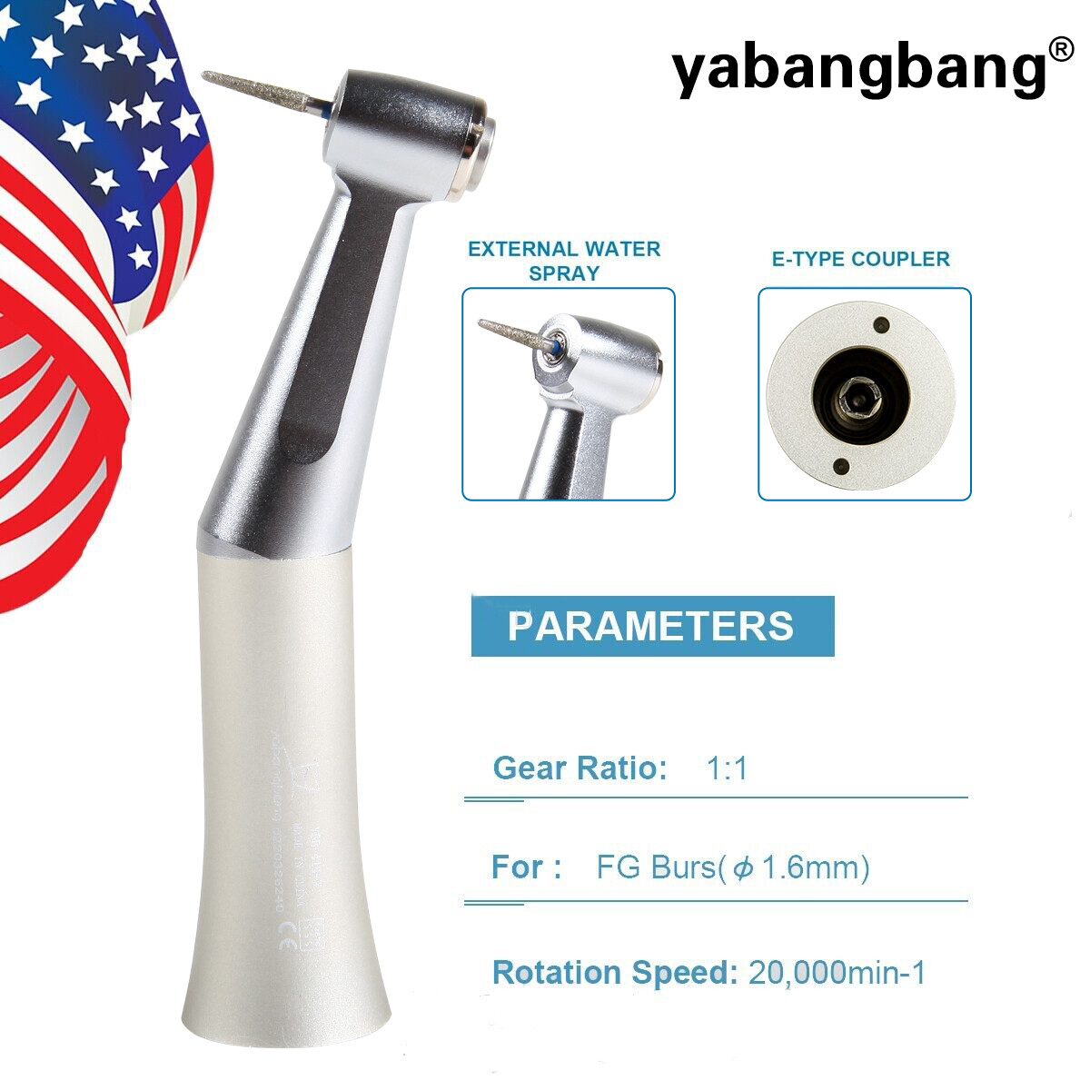 Slow Speed Contra Angle Handpiece fit Diamond Burs Drill FG 1.6mm Dental