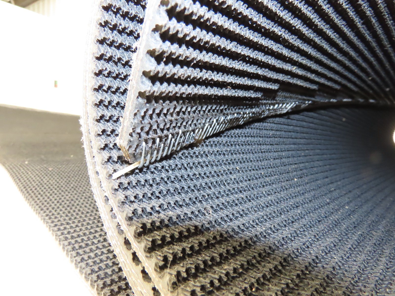 34″W x 12′ 4″ Grip-Top Incline Conveyor Belt Laced 2-Ply Black Rubber PHR2-160