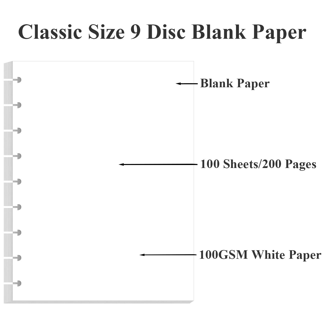 9-Disc Discbound Blank Refill Paper, Classic Size Discbound Pre-Punched Happy Pl