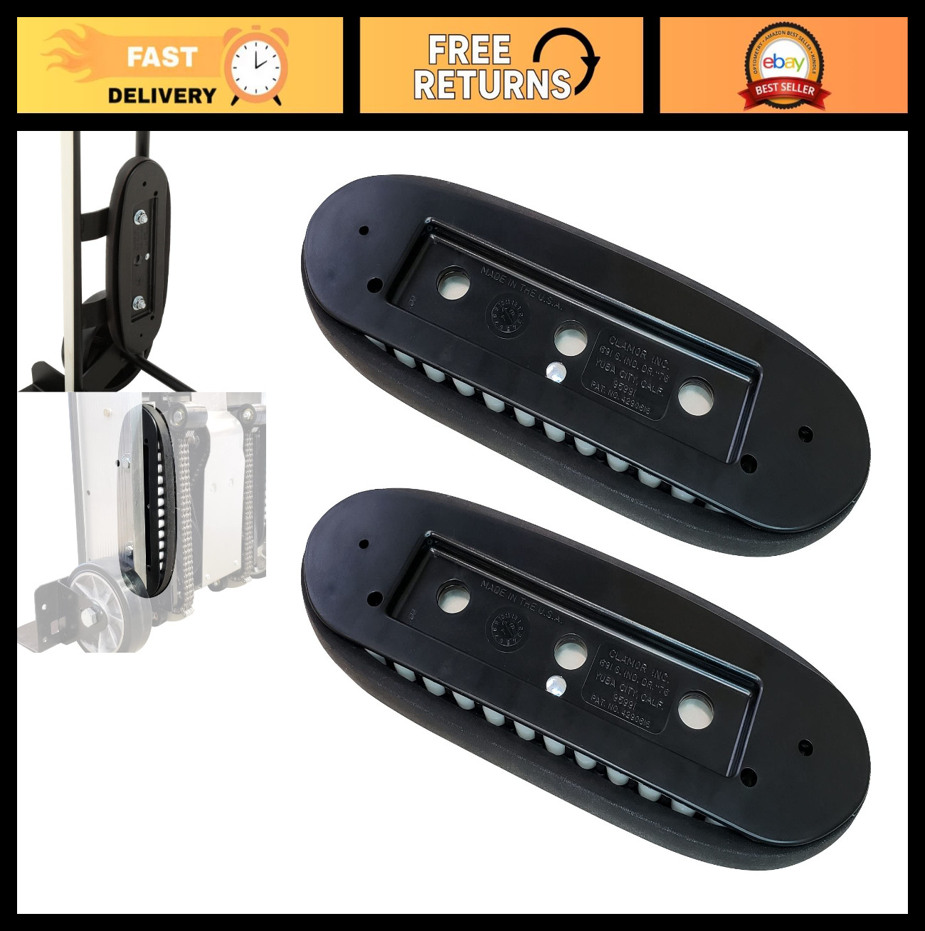 Stair Climber Hand Truck Glide Belt Replacement – 2 Pack, Heavy Duty, Easy Insta