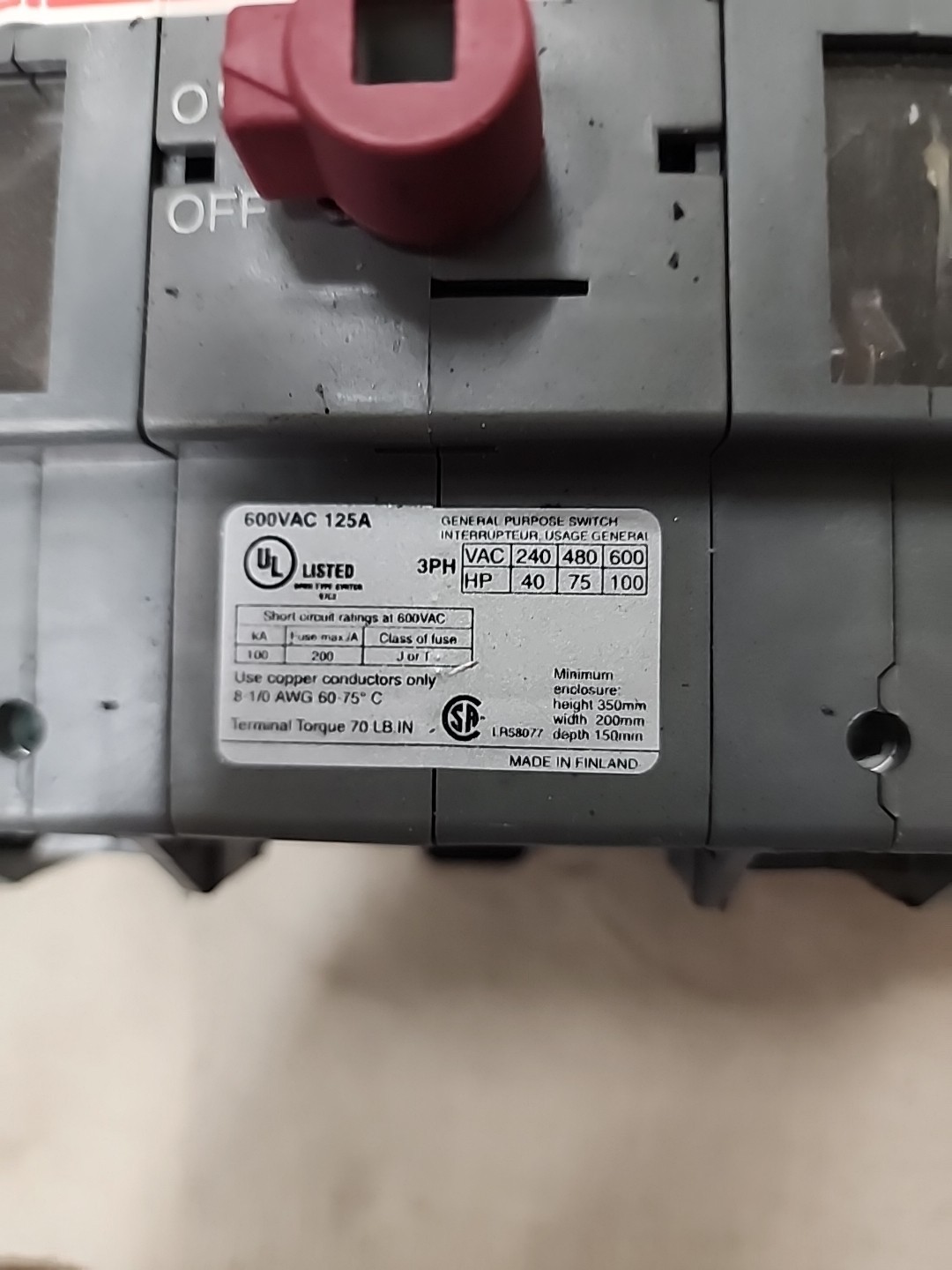 ABB OT160E3 DISCONNECT SWITCH