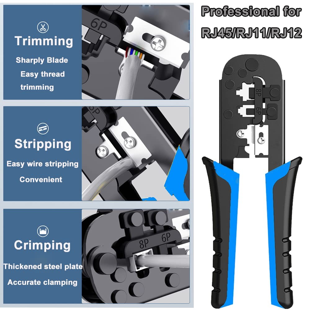 TAIWAIN RJ45 Crimper Cable Network Repair Set Tool, RJ11/RJ12 Crimp Wire Stri…
