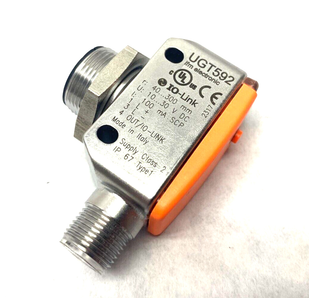 Ifm UGT592 IO-Link Ultrasonic Sensor M12 4-Pin UGQ00300EOKG/IO-Link/US