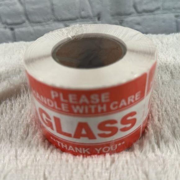 Fragile Glass Stickers 2×3 Inch Shipping Label Handle w Care- 300 Per Roll NEW