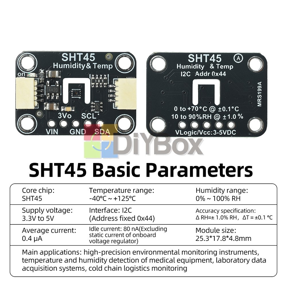 SHT41/SHT45 I2C Humidity Temperature Sensor Module STEMMA QT Qwiic Connector
