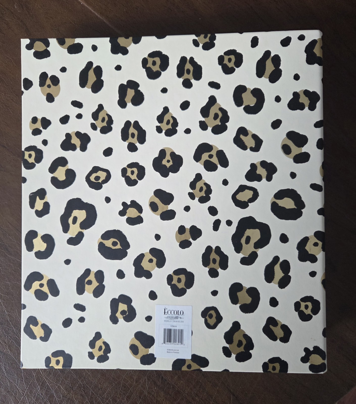 Eccolo Leopard Print 3-Ring Binder White Black Gold Daily Use
