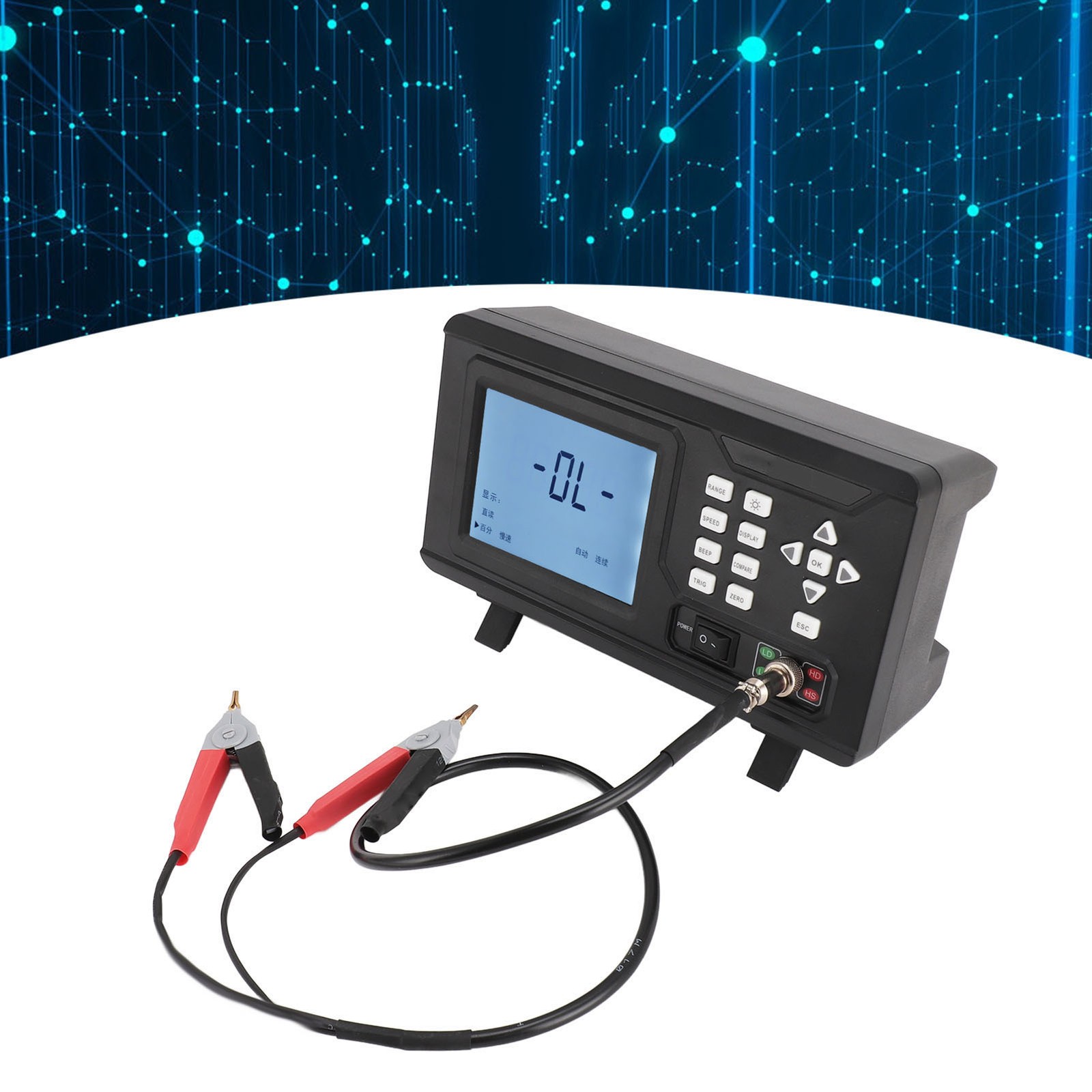 Resistance Tester 10uΩ To 2MΩ LCD Display Portable Low Resistance Milliohm