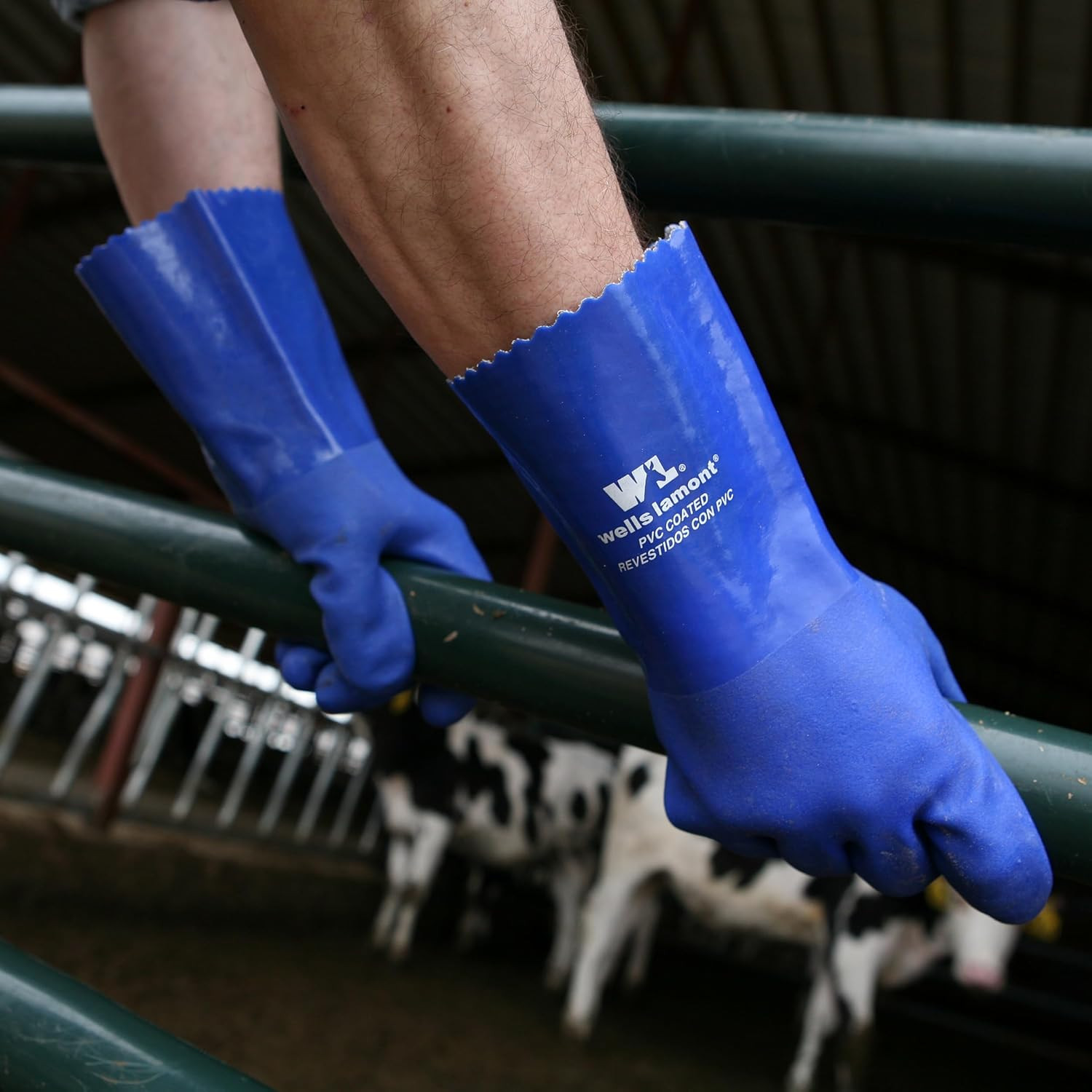 Heavy Duty Rubber Gloves with PVC Coating, Chemical and Abrasion Resistant, Wate