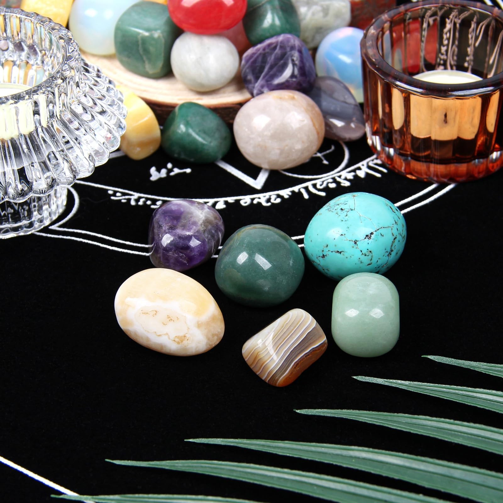 Orientrea 3.5Lb Warm Color Mixed Large Tumbled Crystal Stones Bulk 1-1.3 Approx
