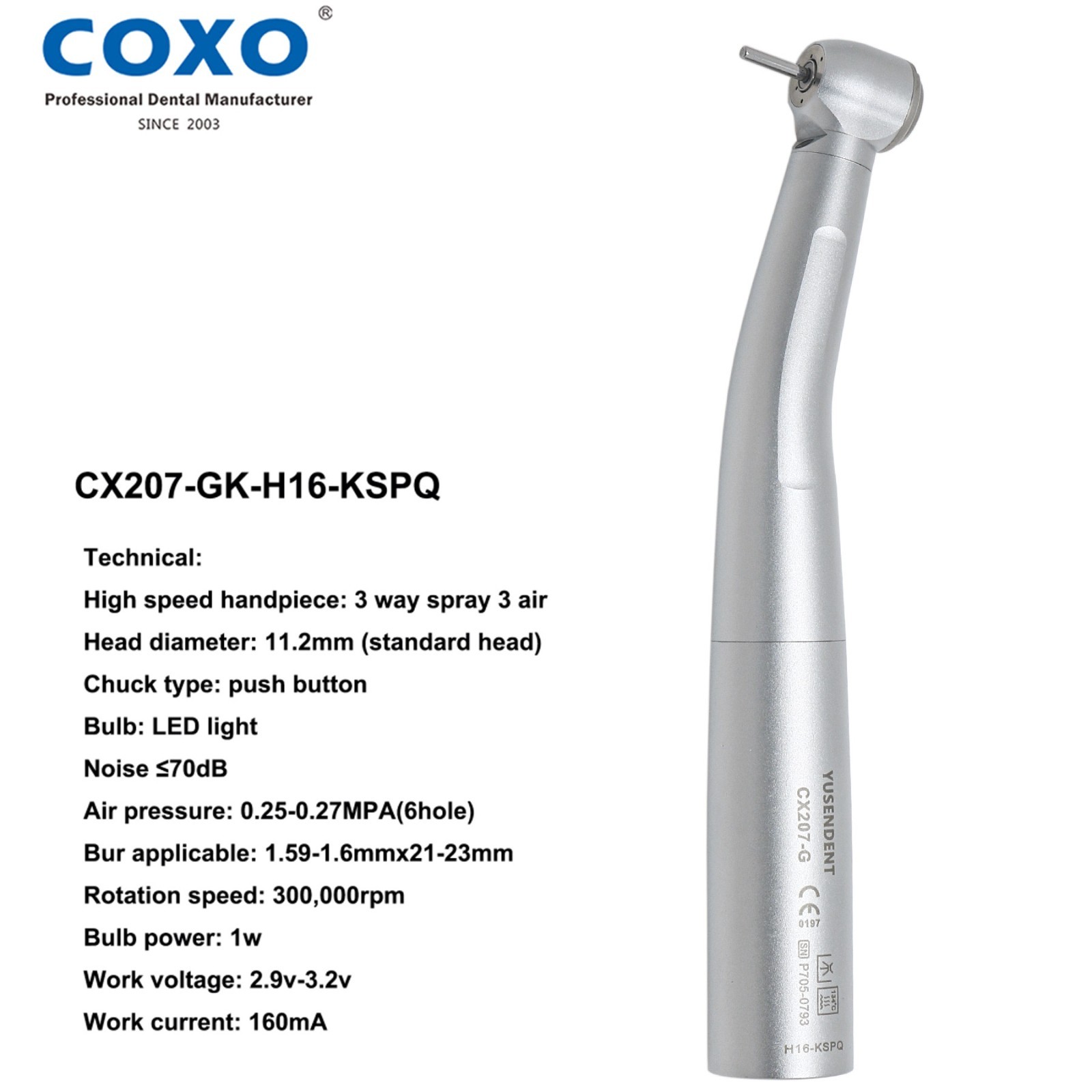 COXO Dental LED Handpiece High Speed turbine Fit KAVO MULTIflex Coupler 4/6 Hole