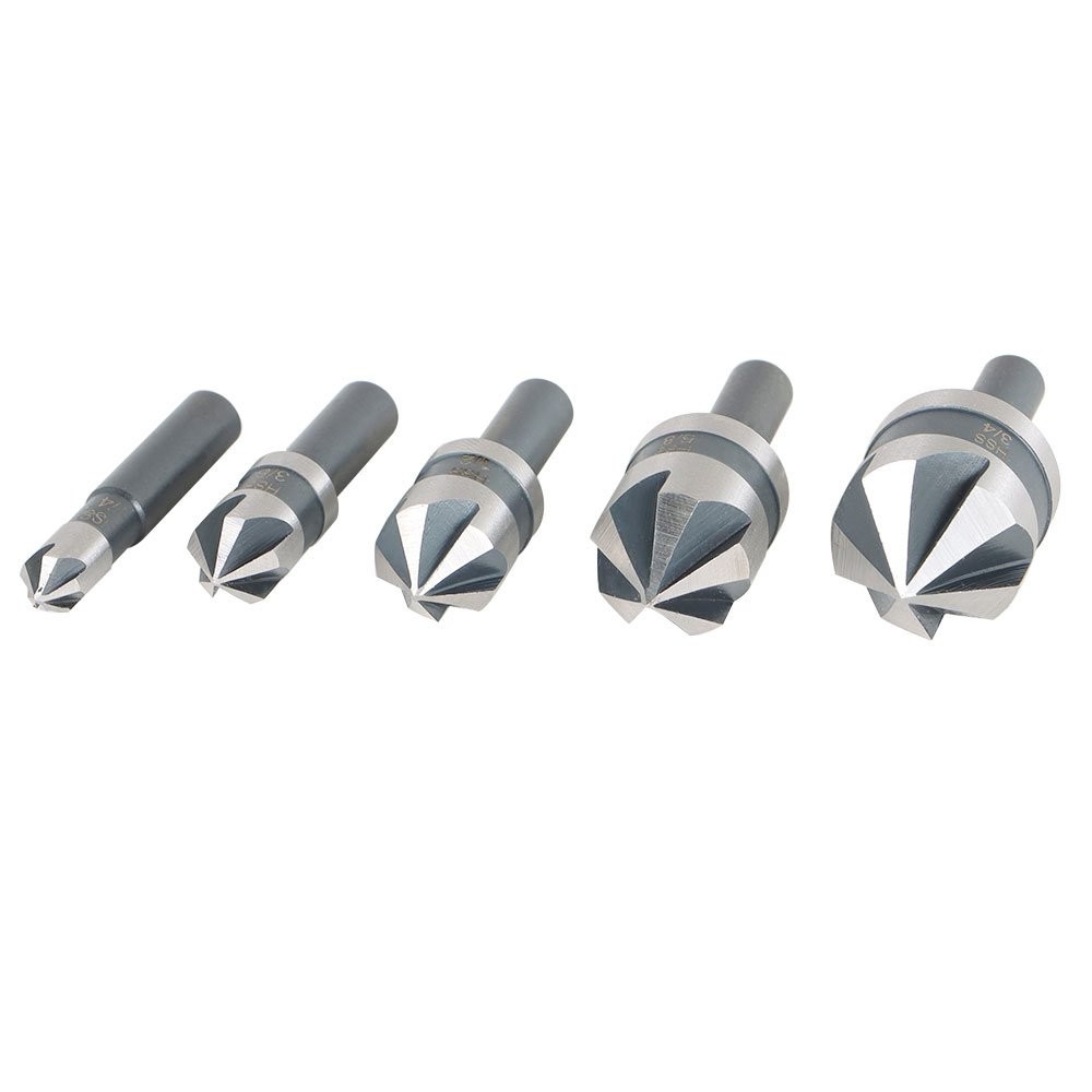 5 Pack High-Speed Steel Countersink Drill Bit Set For Metals Wood And Plastic
